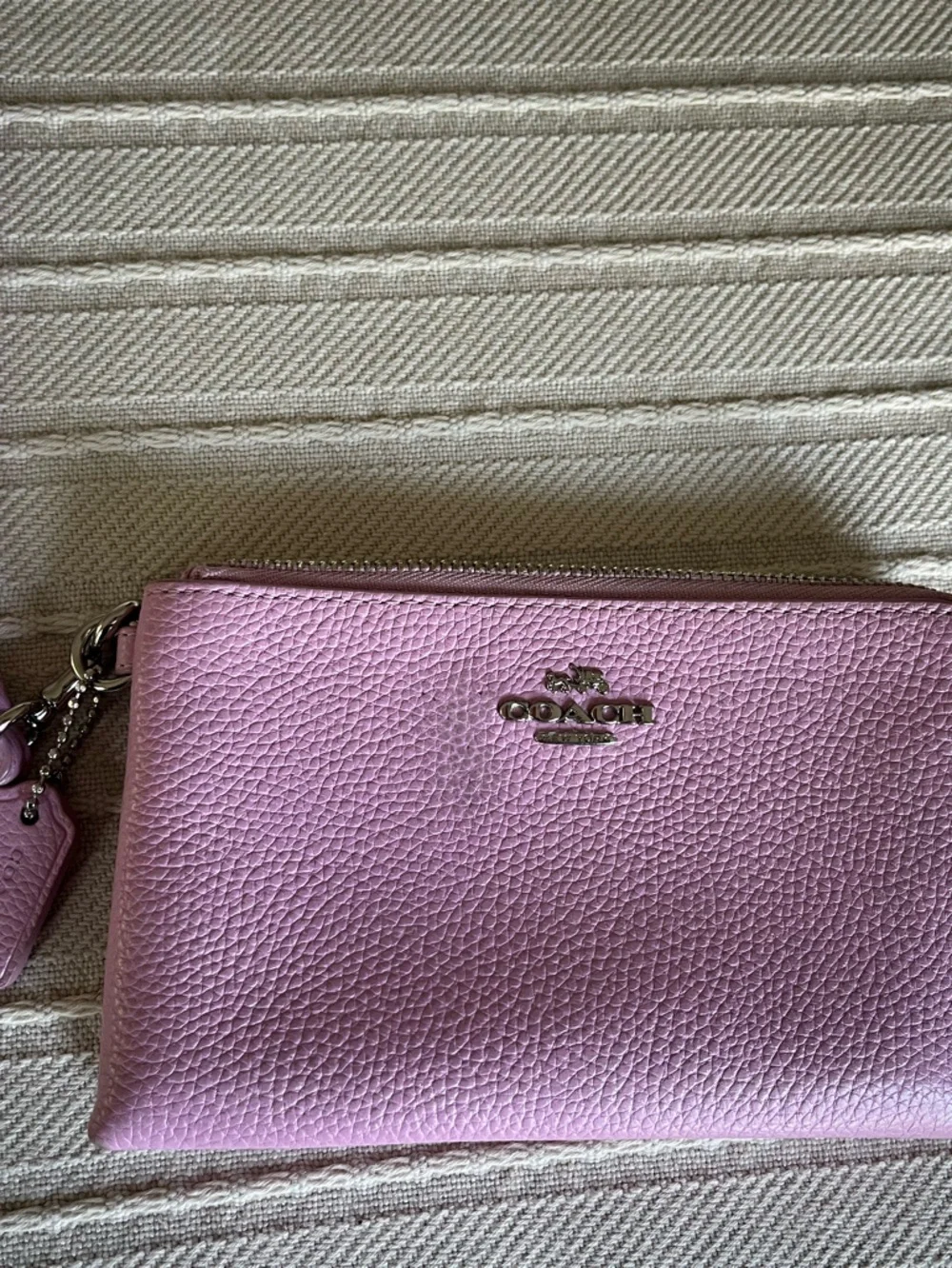 Coach pink double zip wristlet